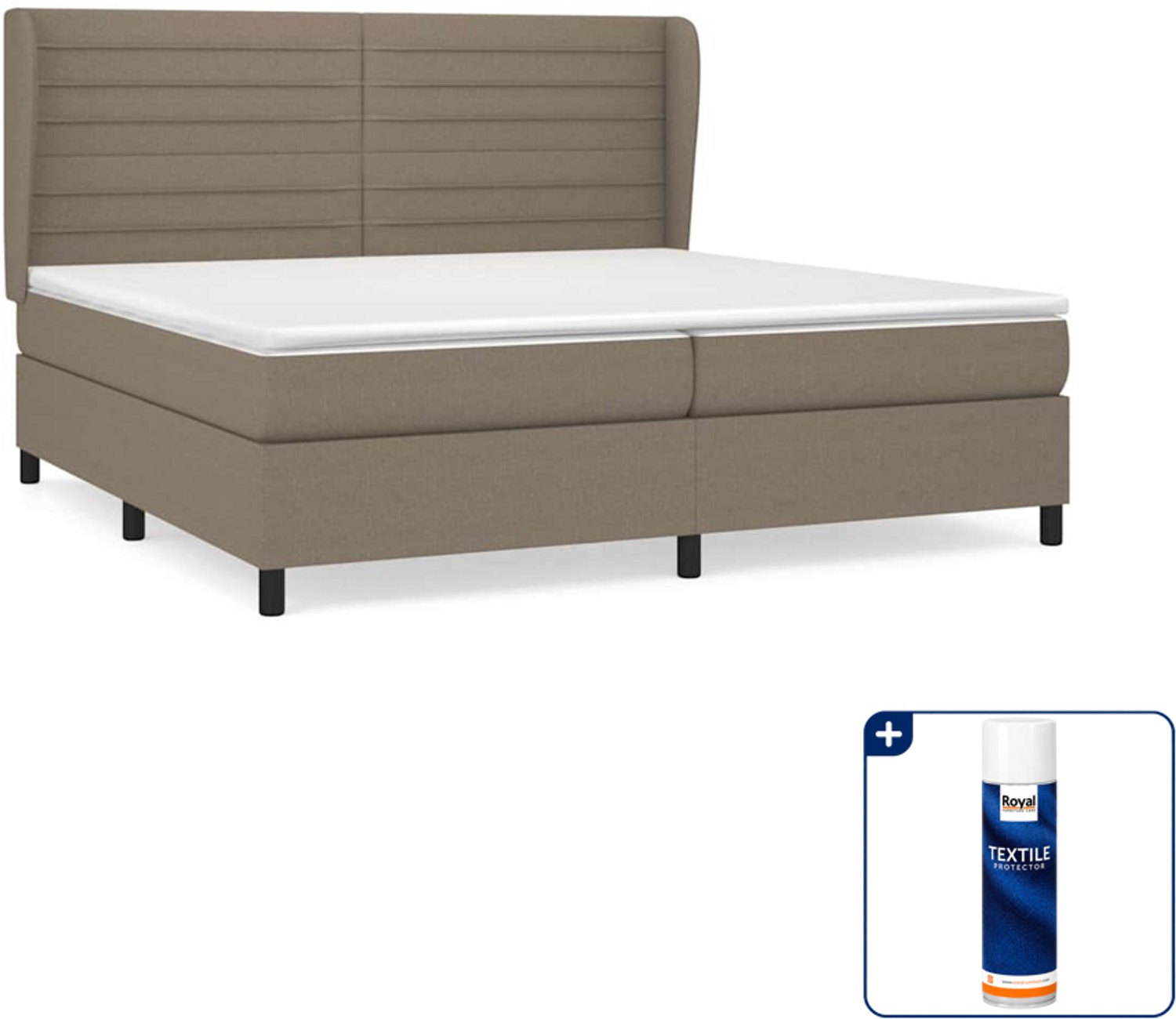 vidaXL boxspring met matras 200 x 200 cm - taupe - Inclusief textielbeschermer 500 ml