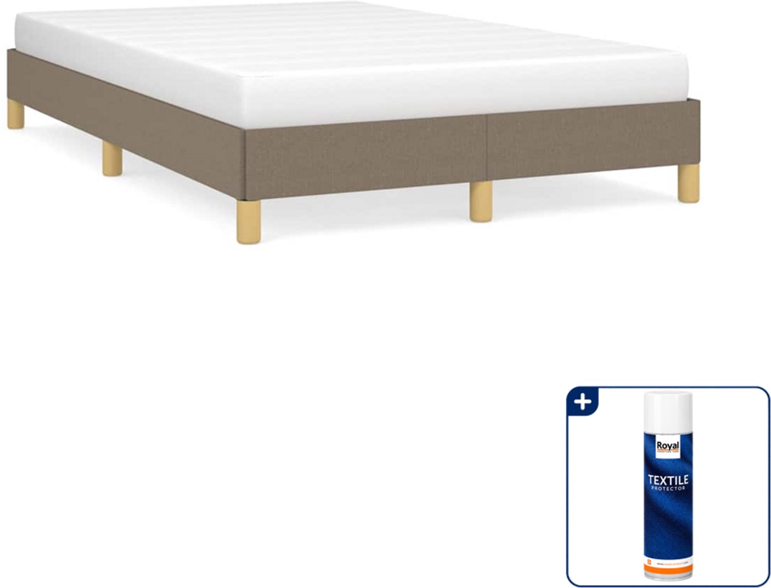 vidaXL bedframe - 120 x 200 cm - stof - taupe - Inclusief textielbeschermer 500 ml