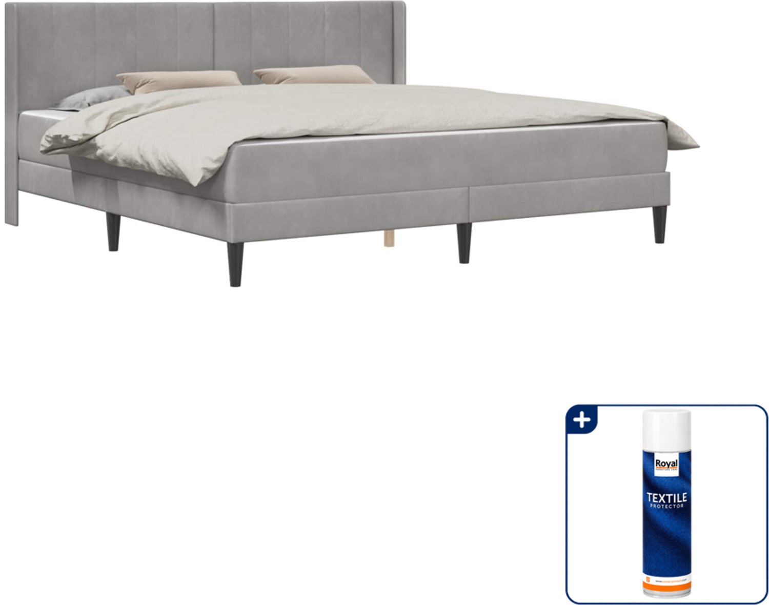 vidaXL Bedframe met matras - Kingsize - 180 x 200 cm - lichtgrijs - Inclusief textielbeschermer 500 ml