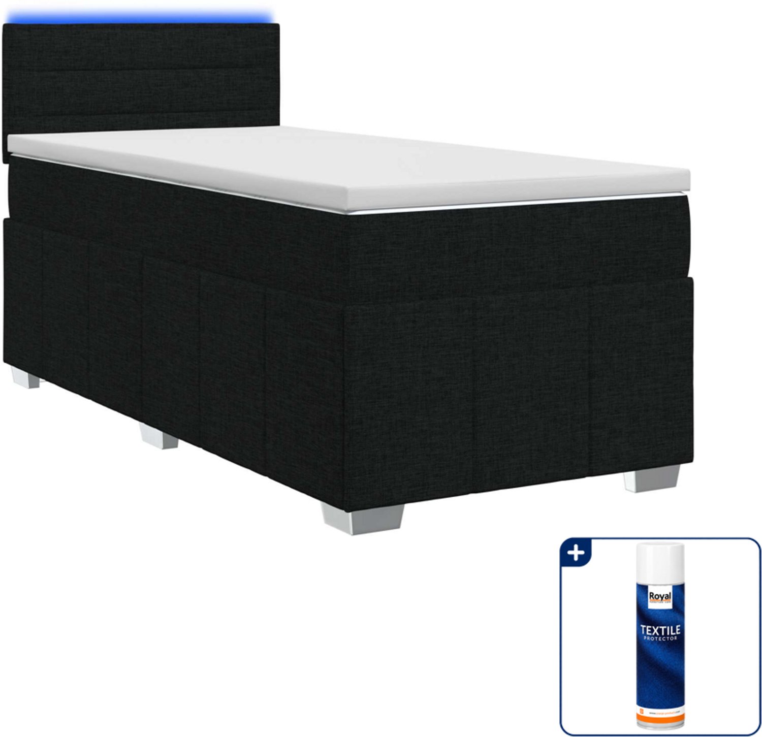 vidaXL boxspringbed met matras - 90 x 190 cm - zwart - Inclusief textielbeschermer 500 ml