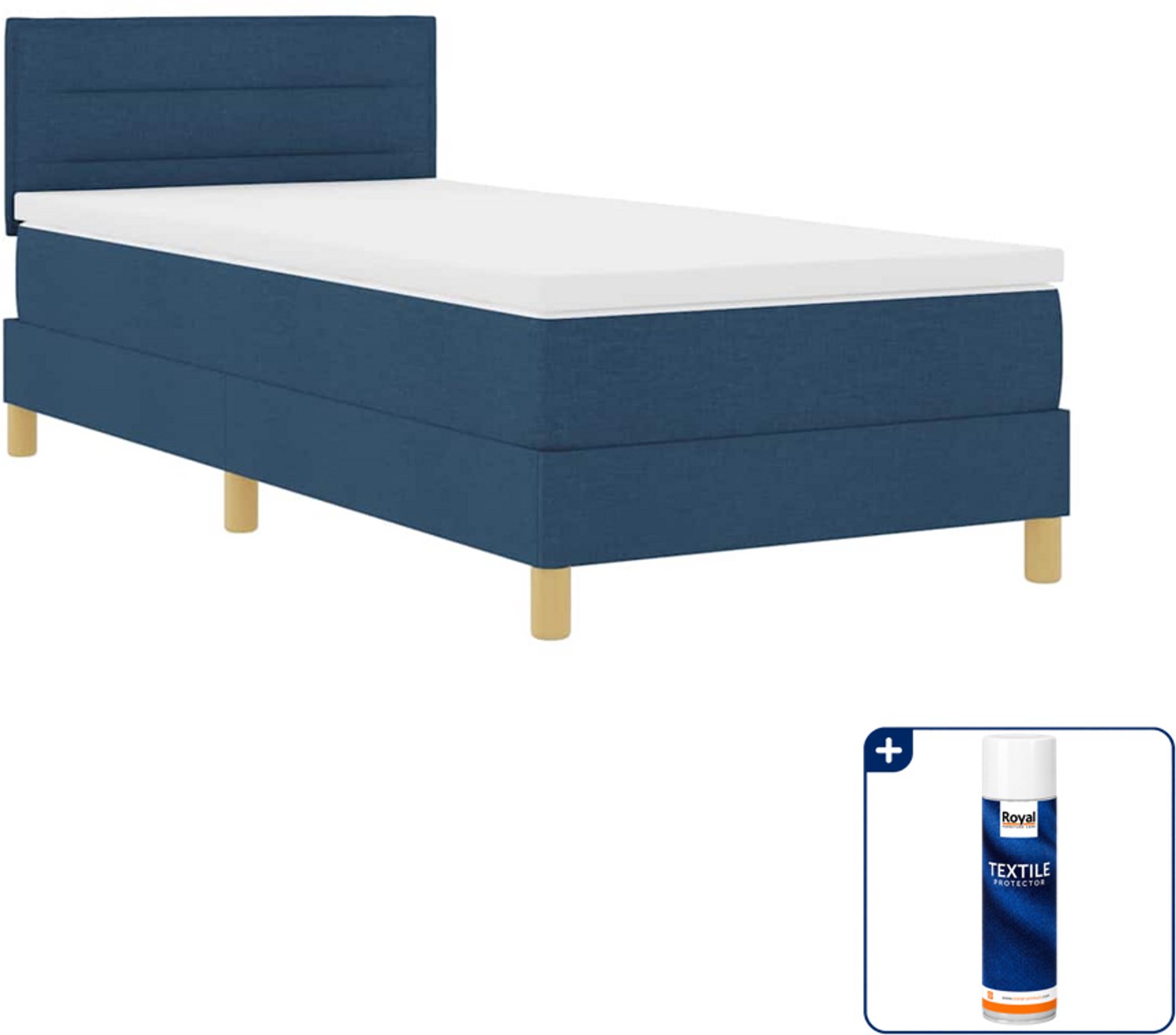 vidaXL led boxspring 100 x 200 cm - blauw - Inclusief textielbeschermer 500 ml