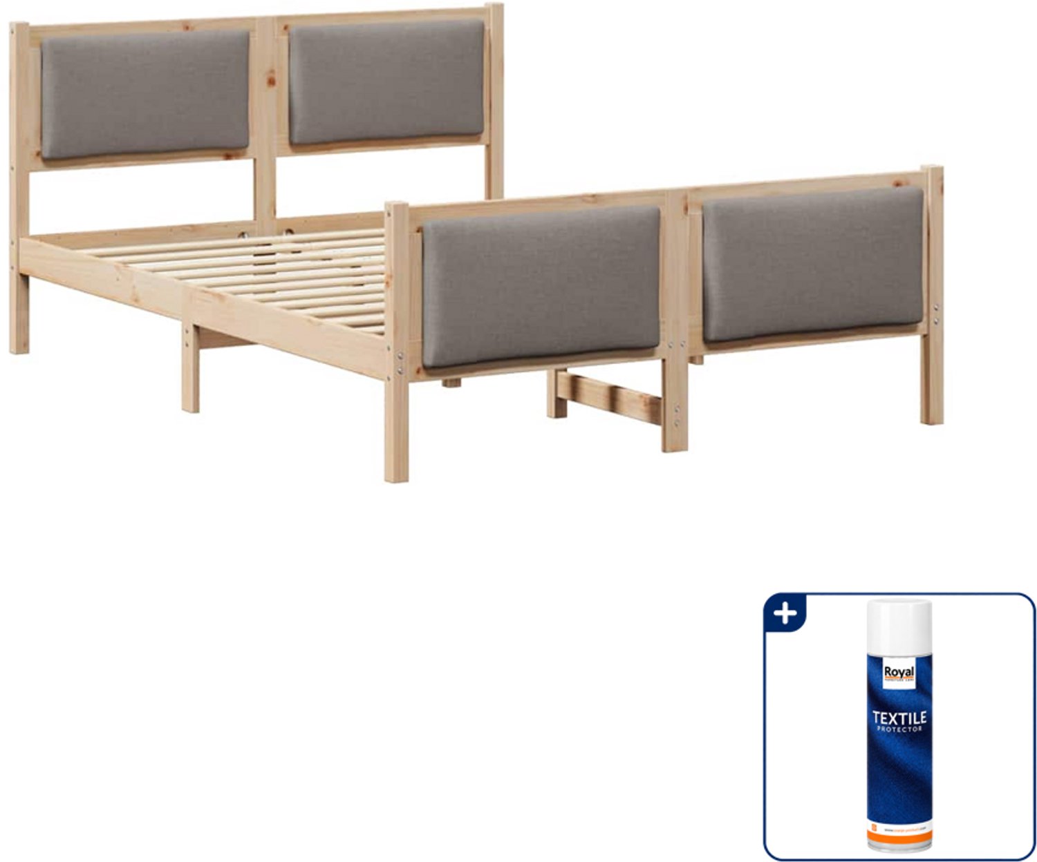 vidaXL bedframe - small double 140 x 200 cm - taupe - Inclusief textielbeschermer 500 ml Groen