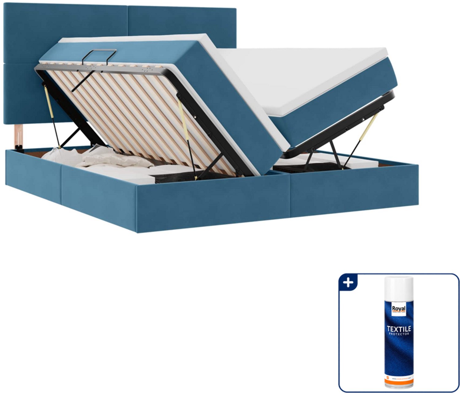 vidaXL Opbergbed - 200 x 200 cm - donkerblauw - Inclusief textielbeschermer 500 ml