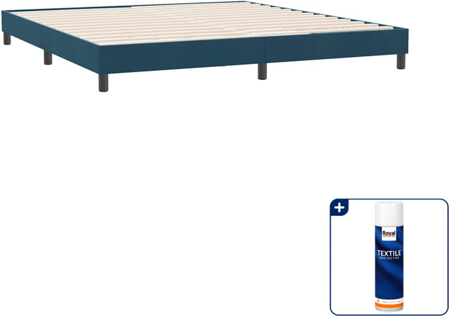 vidaXL Bedframe - Kingsize - 180 x 210 cm - fluweel - donkerblauw - Inclusief textielbeschermer 500 ml