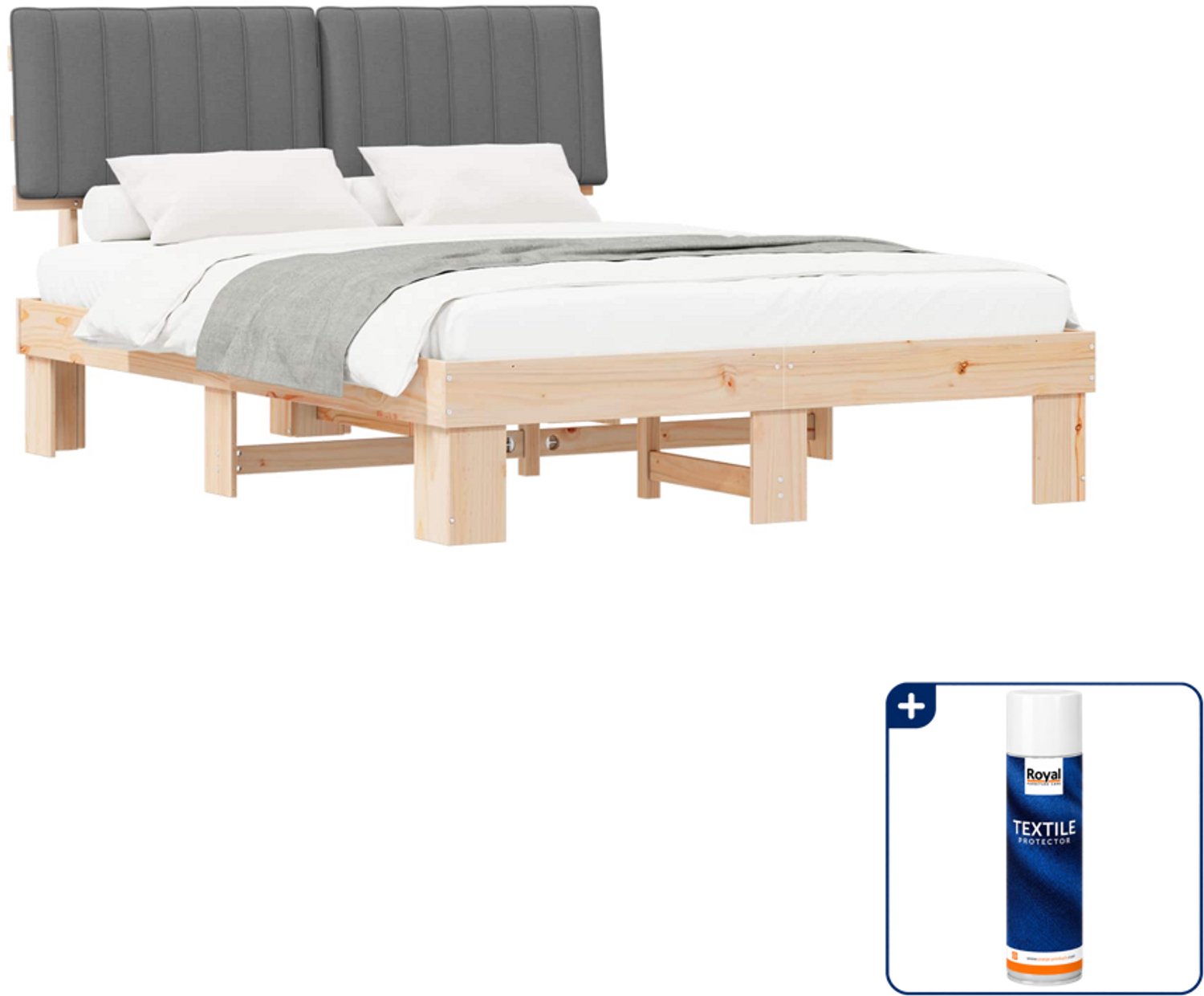vidaXL bedframe - Queensize - 160 x 200 cm - lichtgrijs - Inclusief textielbeschermer 500 ml