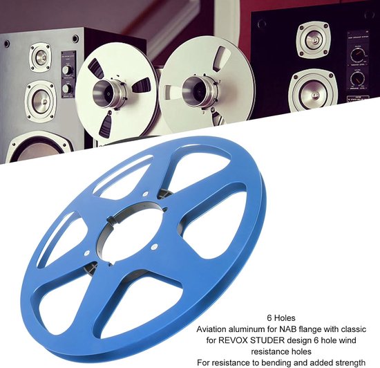Lege 1/4 10.5 Inch Geluidsband Spoel met 6 Gaten, Universele Aluminium Take Up Spoel voor Nab en REVOX Studer (Blauw) — afbeelding 2