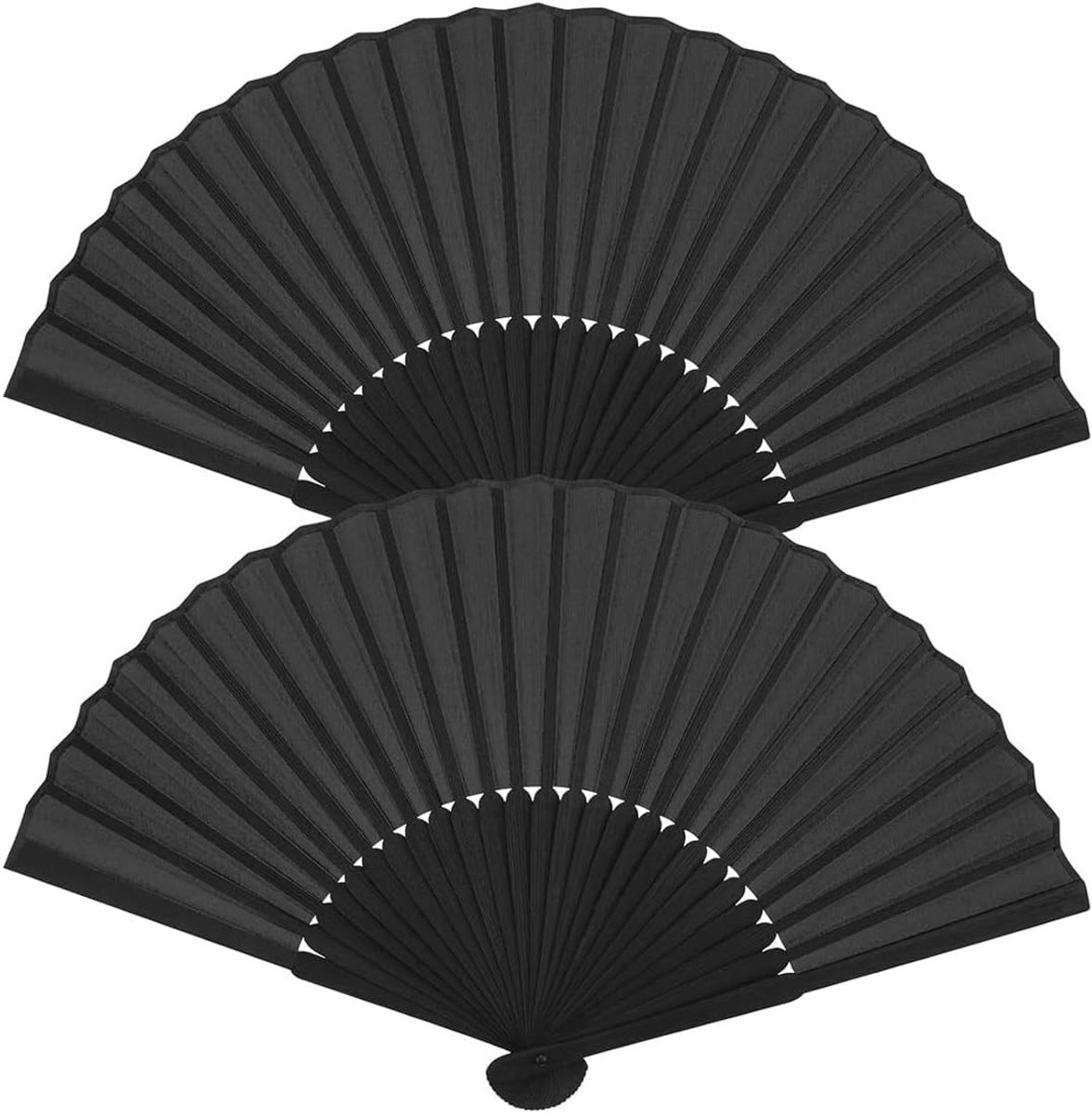 Elegante Vouwfans van Zijde met Bamboe Frame voor Bruiloften, Dansvoorstellingen en Thuisdecoratie - Set van 2 Stuks