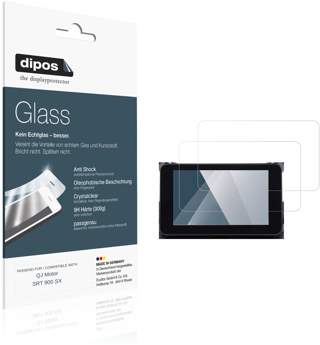 dipos – 2x Pantserfolie geschikt voor QJ Motor SRT 900 SX | 9H Screenprotector