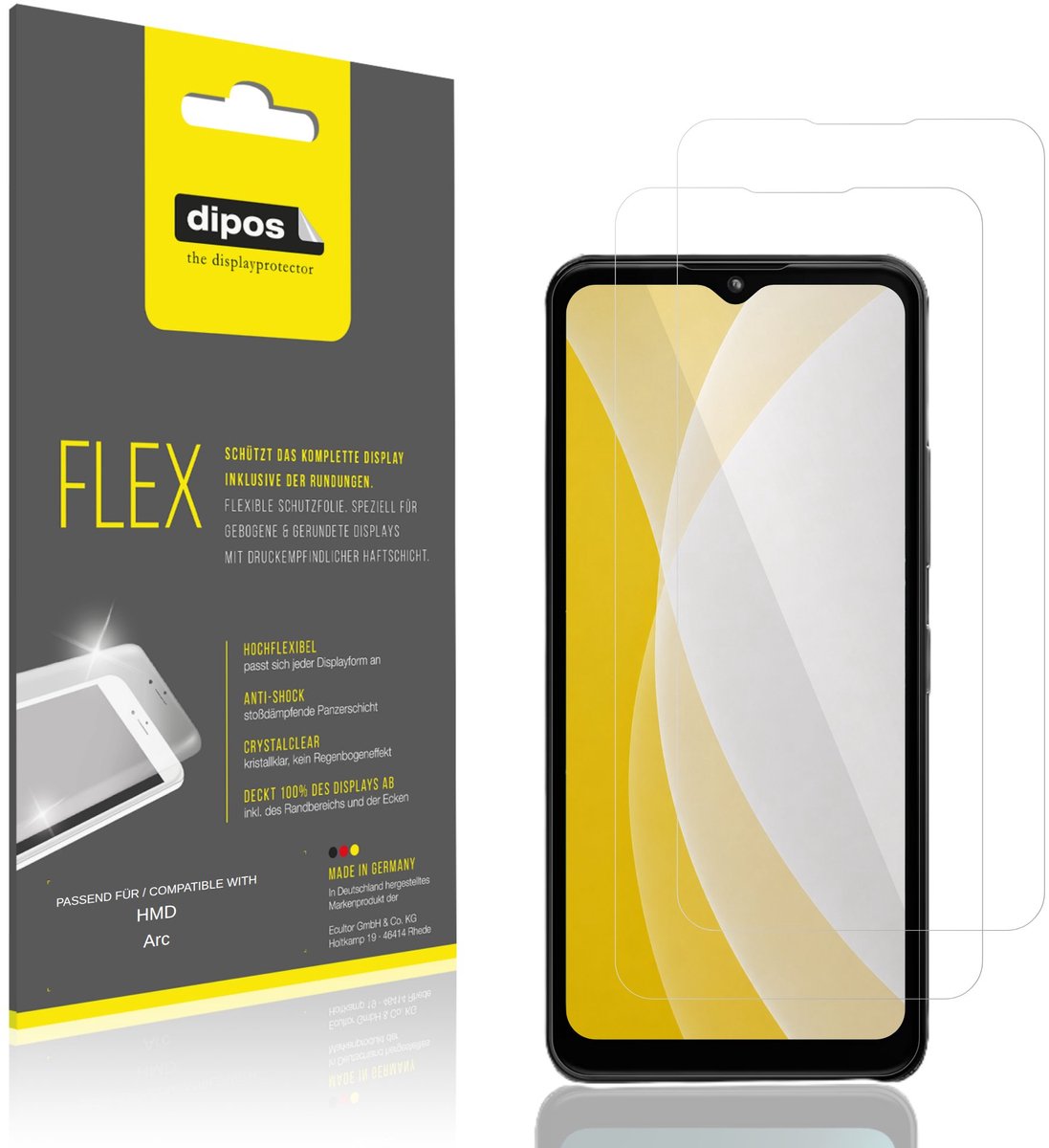dipos – 2x Beschermfolie geschikt voor HMD Arc | 3D Full Cover Screenprotector | 100% Passend