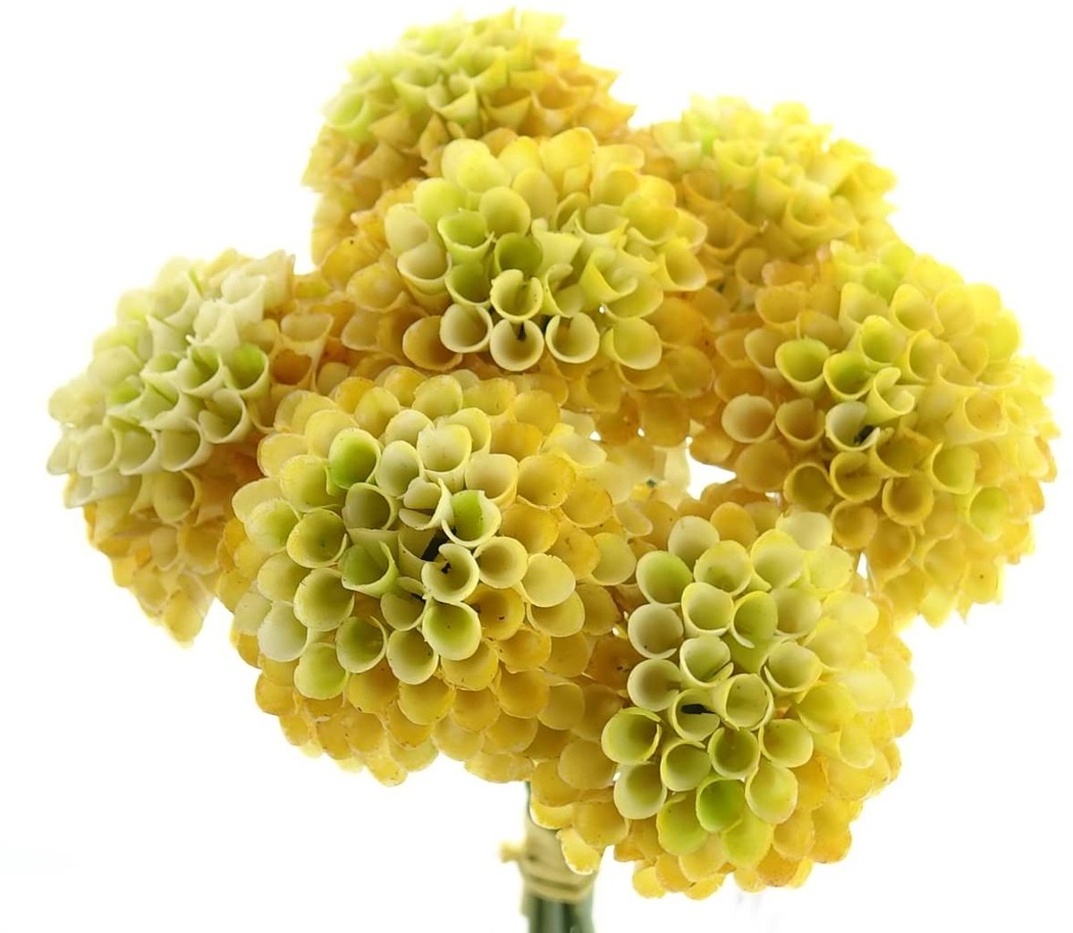 Deko Florale Sperling kunstbloemen dwergdahlias geel met kleurverloop 7 stelen