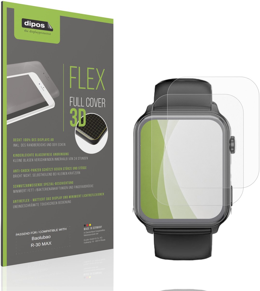 dipos FLEX – 2x Matte Screenprotector geschikt voor Baolubao R-30 MAX | Volledige Schermbescherming | Case-Friendly