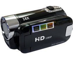 Videocamera-camcorder, 16x 1080P 30FPS Vlogging-camerarecorder met 2,7-inch TFT-draaibaar Scherm, Invullicht, Ingebouwde Luidspreker, voor Reizen, Bruiloft (Zwart)