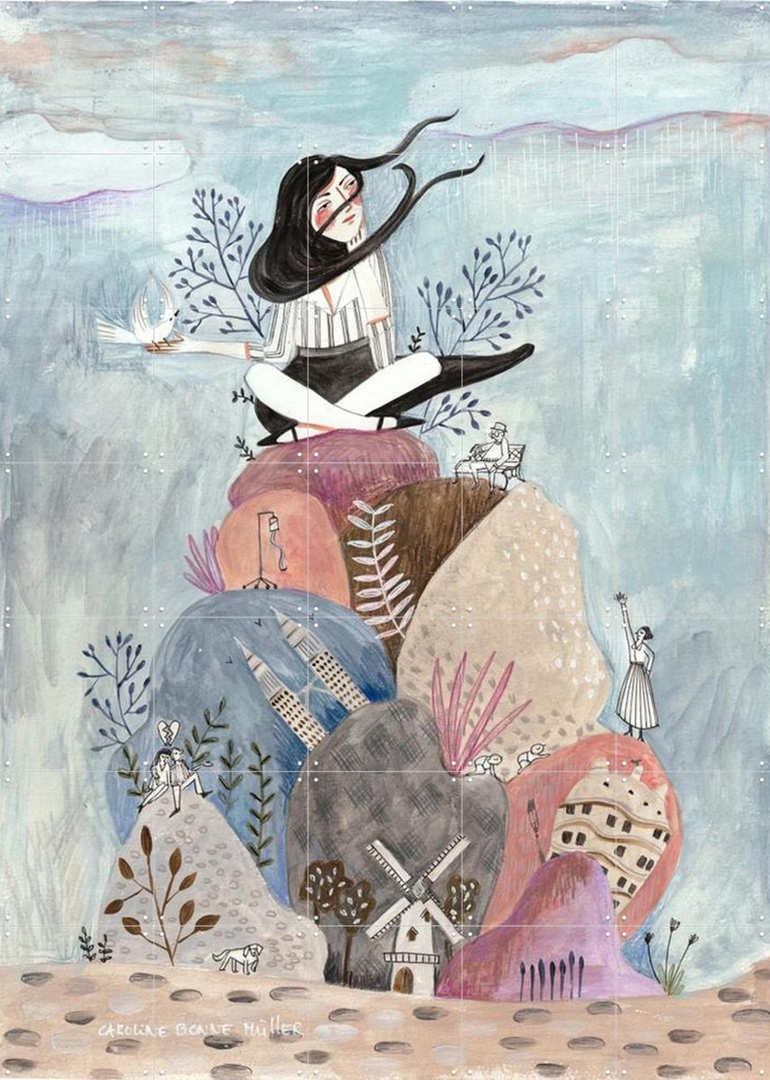 IXXI Wabi-Sabi life, Caroline Bonne Müller & Various - 100 x 140 cm - Gratis ophangtool - Grote wanddecoratie en posters - Aquarel, Kleurrijk