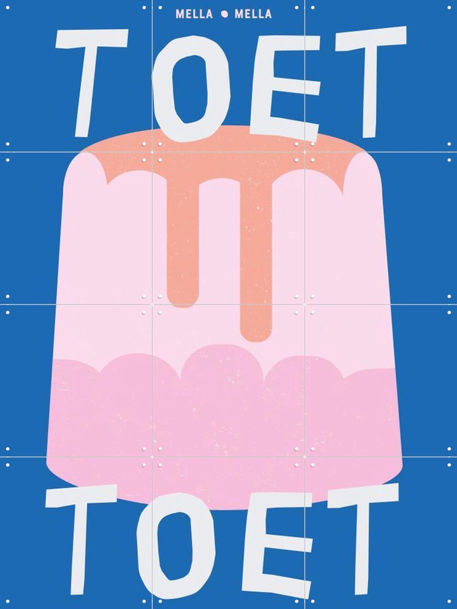 IXXI Toet blauw, Mella Mella - 60 x 80 cm - Gratis ophangtool - Grote wanddecoratie en posters - Grafisch Ontwerp, Pop art, Kleurrijk, Illustraties