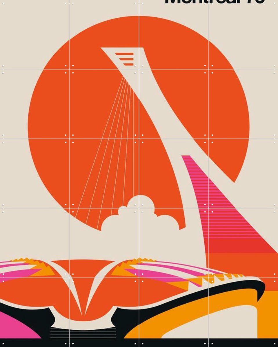 IXXI Montreal 76, Bo Lundberg - 80 x 100 cm - Gratis ophangtool - Grote wanddecoratie en posters - Geometrische Kunst, Vintage, Illustraties
