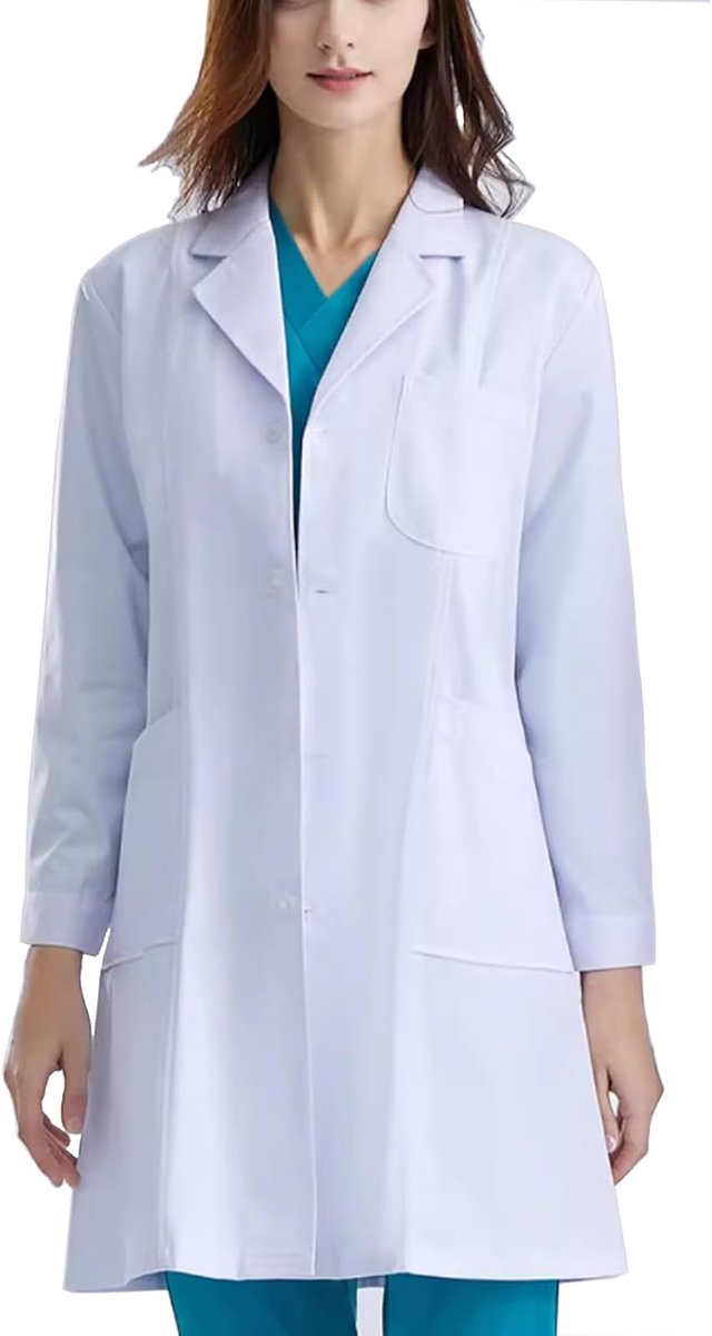 Witte laboratoriumjas dames katoenen verpleegster student cosplay jas - ShopVlot