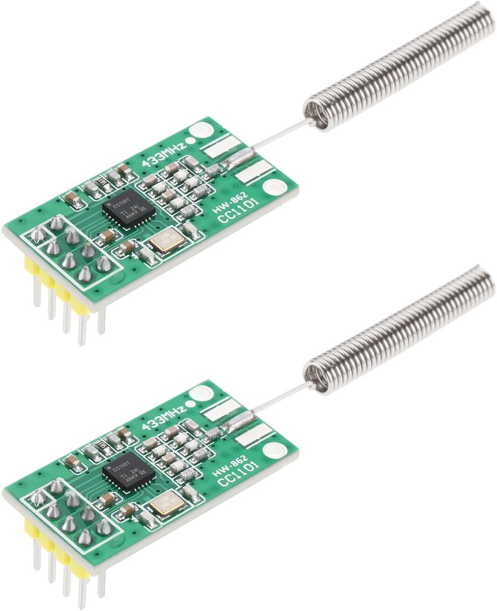 2 Stuks 433MHz Draadloze Transceiver Module met USB Aansluiting en Veer Antenne voor Arduino en Raspberry Pi, DC 1.8-3.6V, 10mW, Ideaal voor IoT Projecten en Communicatie toepassingen