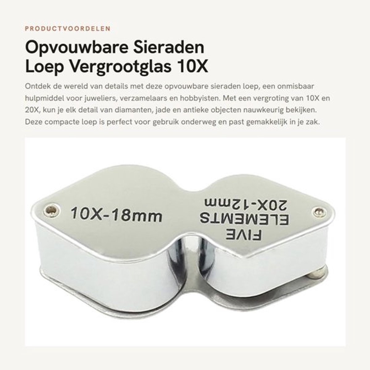 Dailygoods- Vergrootglas 10x/20x - Opvouwbaar - Draagbaar - Metaal - Acryl Optische