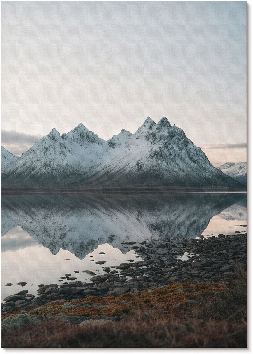 Tulup Polycanvas Wandposter - Bevroren Bergen, Fotografie - A4 - Grijs Kunst - Rechthoek - Wandkunstwerk - Woonkamer, Slaapkamer, Kantoor - Klassiek