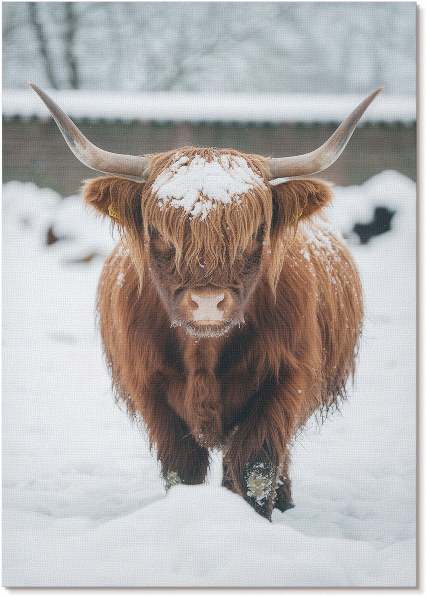 Tulup Polycanvas Wandposter - Winterdier, Fotografie - A4 - Bruin Illustratie - Rechthoek - Interieurdecoratie - Woonkamer, Slaapkamer, Kantoor - Rustiek