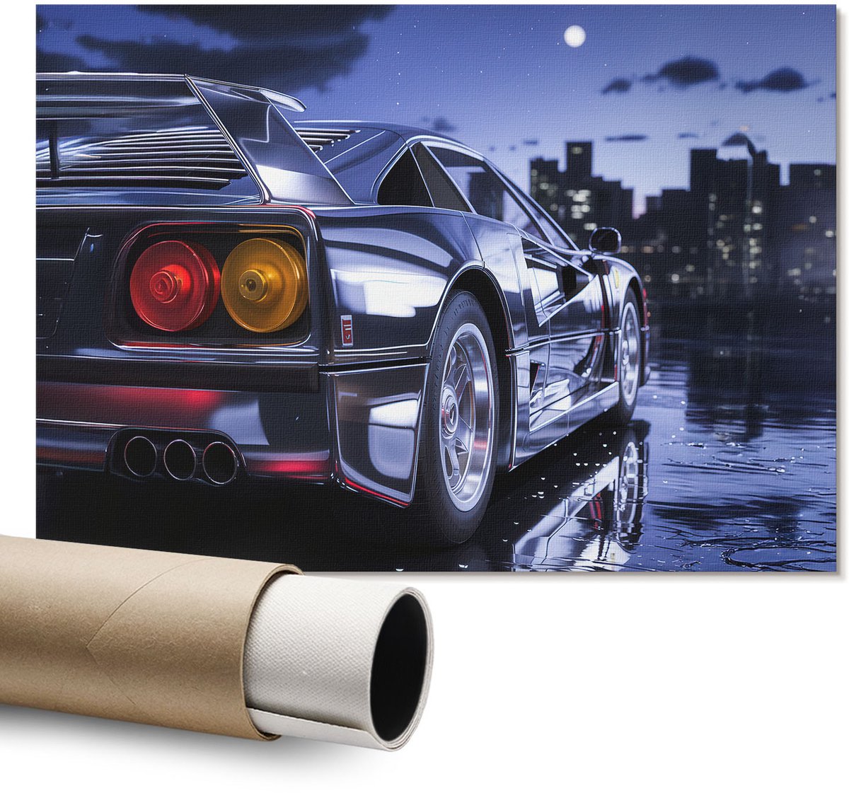 Coloray Polycanvas Wandposter – Sportwagen, Paars – A1 – Rood Wanddecoratie – Rechthoek – Canvas Wandposter – Slaapkamer – Art Deco