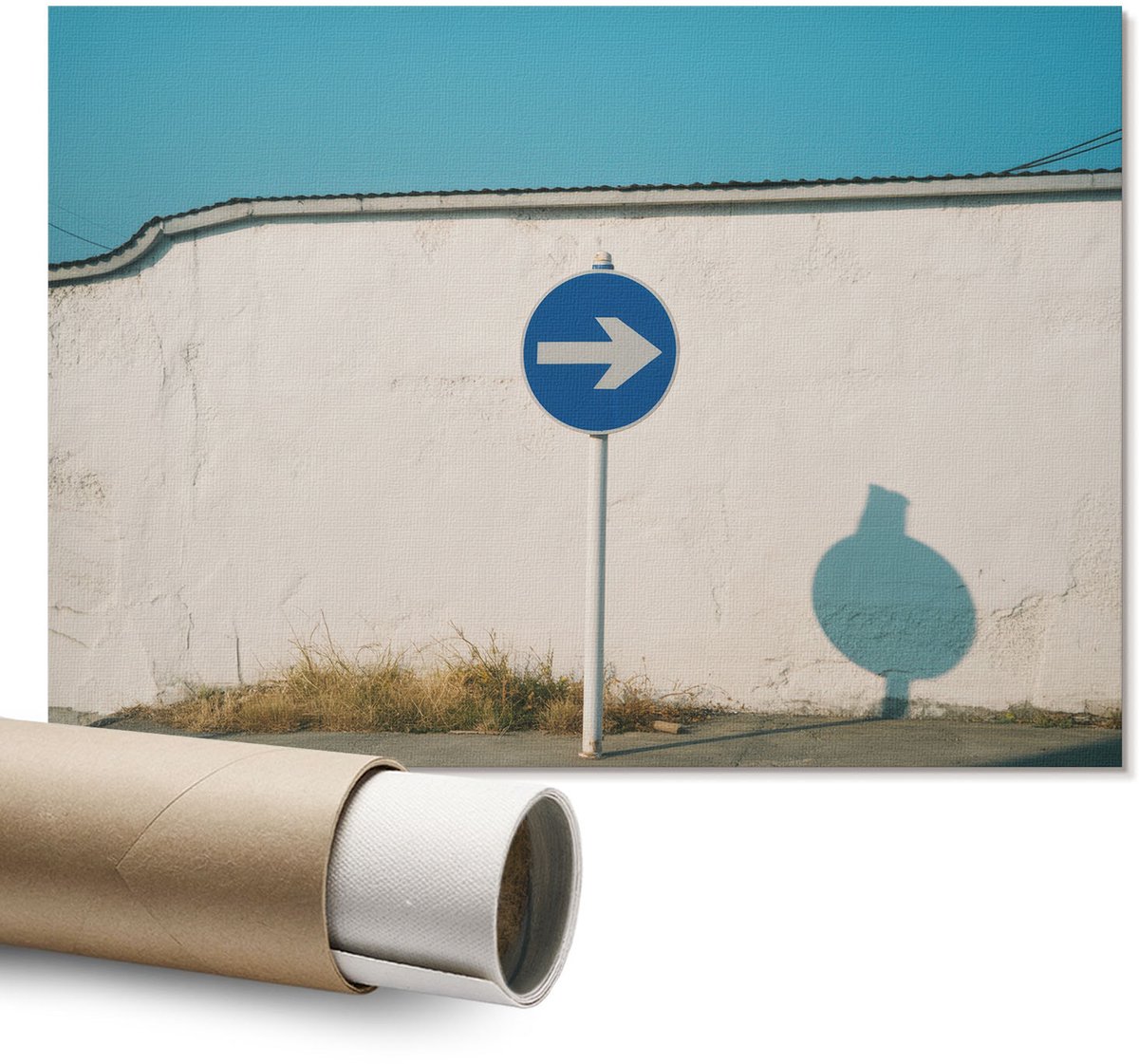 Coloray Polycanvas Poster - Pastel Landschap, Schilderen - A1 - Blauw Motief - Rechthoek - Kunstposter - Slaapkamer - Decoratief