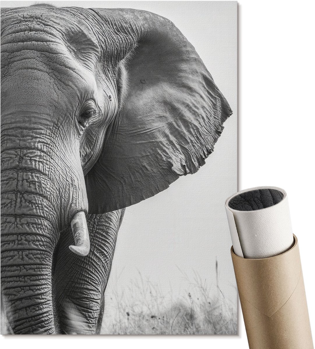 Coloray Canvas Poster Polycanvas - Kat Met Klauwen, Illustratie - A3 - Zwart Patroon - Rechthoek - Wandkunst - Woonkamer, Slaapkamer, Kantoor - Popcultuur