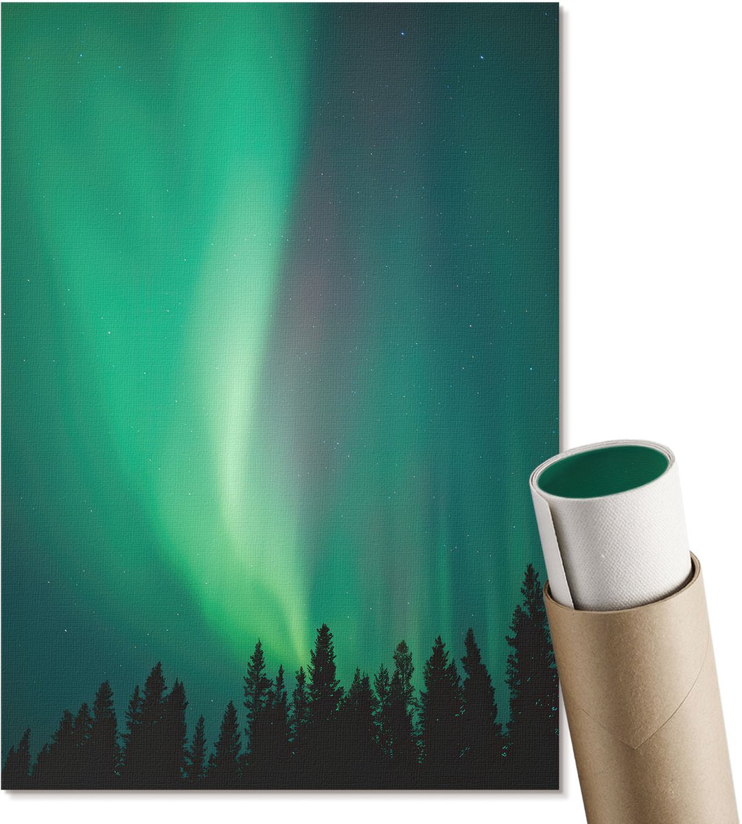 Coloray Polycanvas Poster - Herfstbos, Fotografie - A3 - Groen Wanddecoratie - Rechthoek - Muurdecoratie - Woonkamer, Slaapkamer, Kantoor - Klassiek