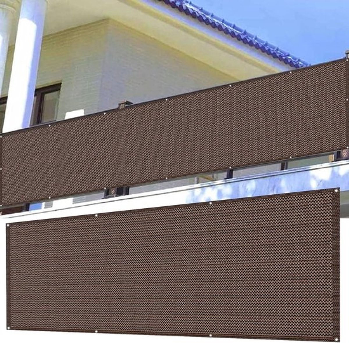 Balkonscherm Inkijk - Privacy Scherm - Buitenruimte Creëren - UV-Bestendig Ademend - 115x200cm - Bruin