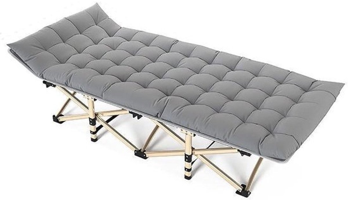 Opvouwbaar Kampeerbed - Buitenbed Ligbed - Ontspannen Buiten - Stevig Stalen Frame - 190 x 71 cm - Grijs