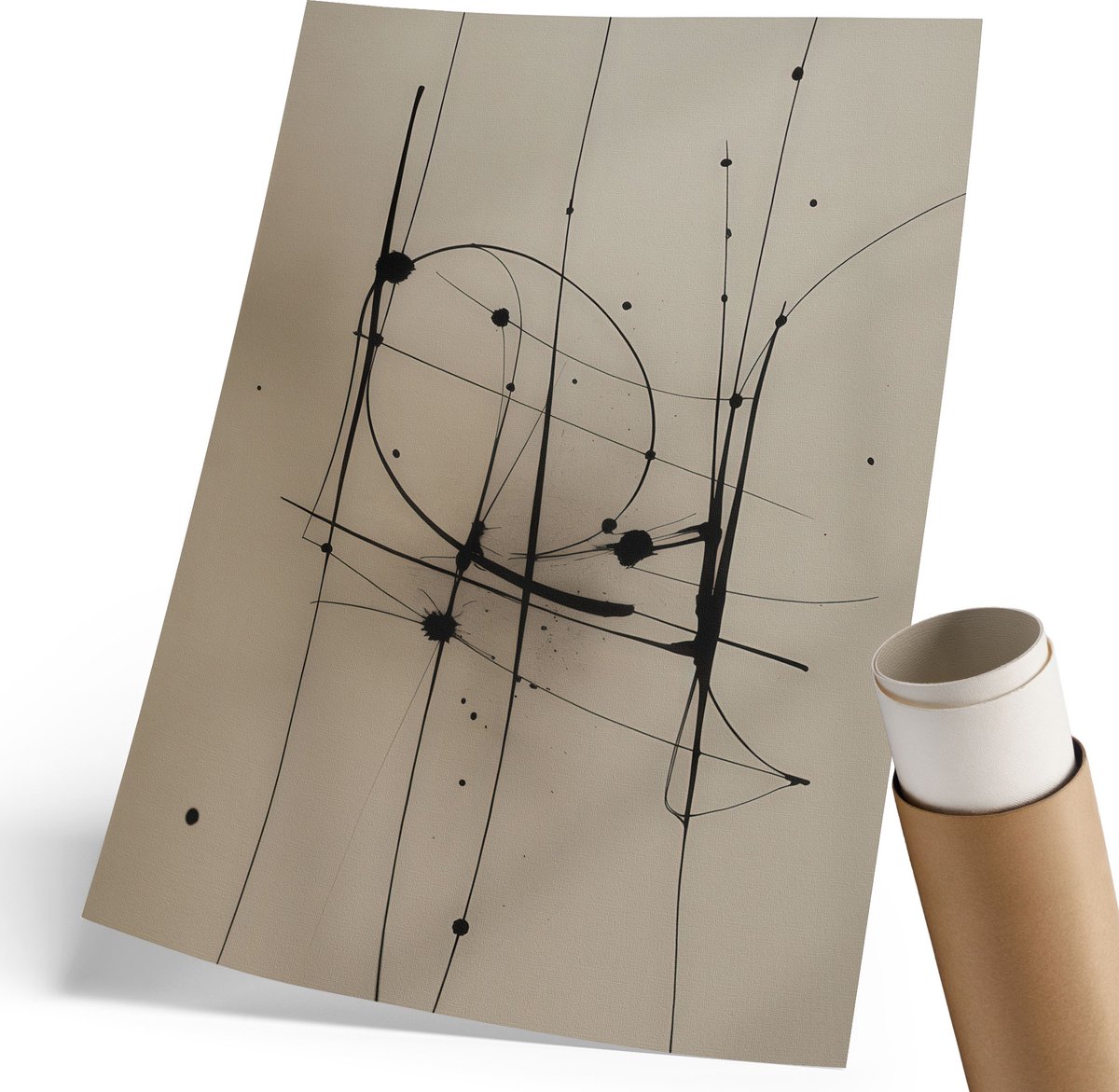 Coloray Polycanvas Wandposter - Abstractie Van Vlekken, Illustratie - 210 x 297 mm - Beige Decoratie - Rechthoek - Muurkunst - Woonkamer, Slaapkamer, Kantoor - Modern