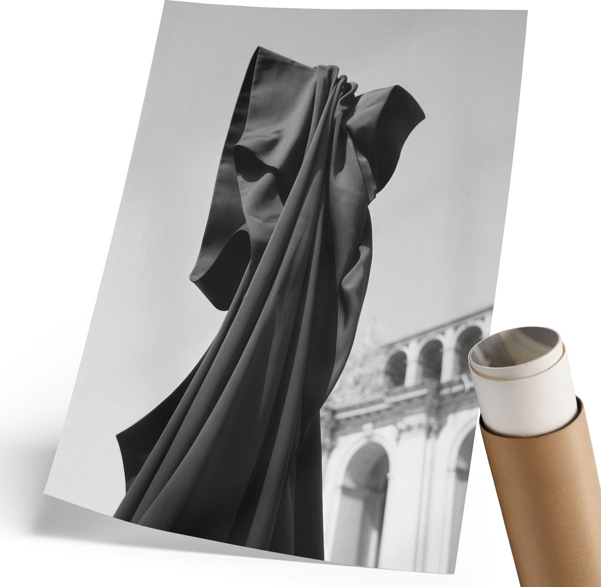 Coloray Polycanvas Poster - Zwarte Stof, Fotografie - 210 x 297 mm - Zwart-wit Kunst - Rechthoek - Decoratieve poster - Woonkamer, Slaapkamer, Kantoor - Klassiek