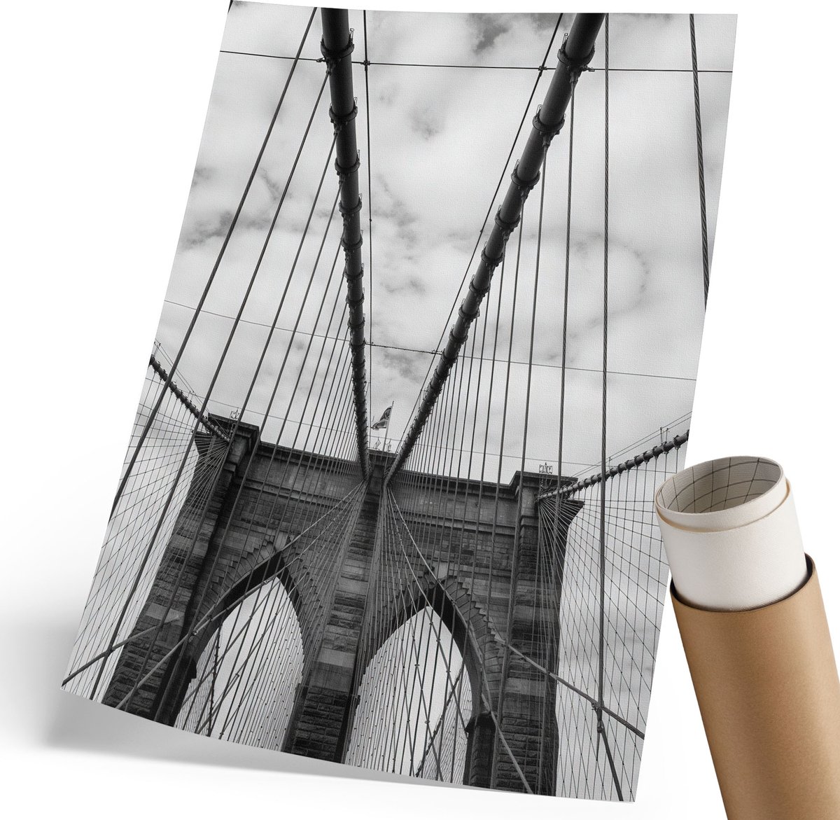 Coloray Canvas Poster Polycanvas - Touwbrug, Fotografie - 210 x 297 mm - Zwart-wit Poster - Rechthoek - Wandkunst - Woonkamer, Slaapkamer, Kantoor - Industrieel