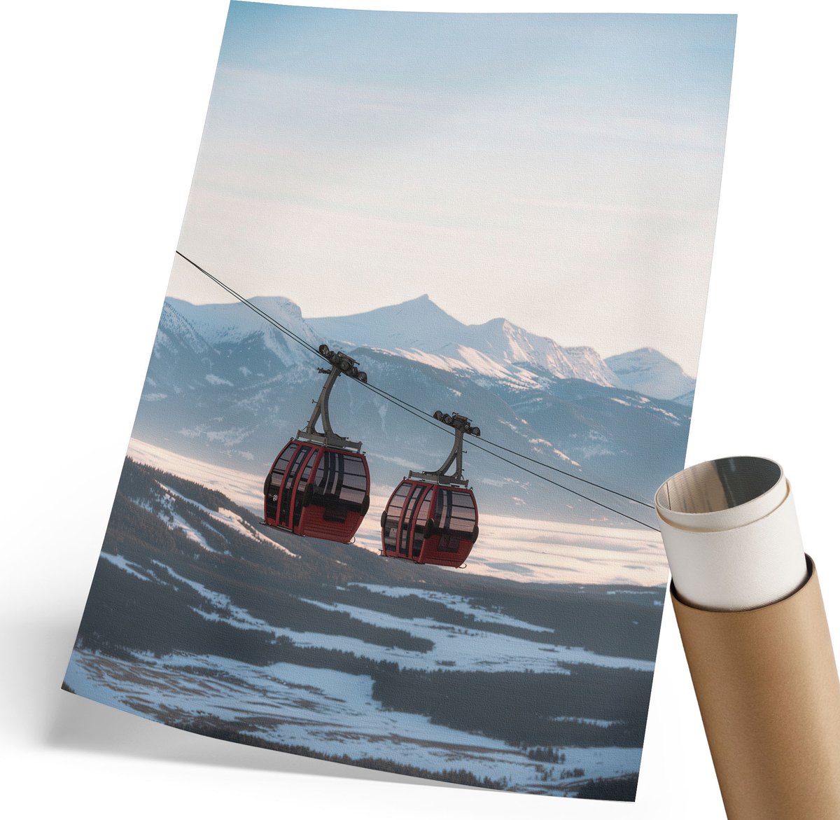 Coloray Polycanvas Wandposter - Winterlandschap, Fotografie - 210 x 297 mm - Blauw Decoratie - Rechthoek - Muurkunst - Woonkamer, Slaapkamer, Kantoor - Modern