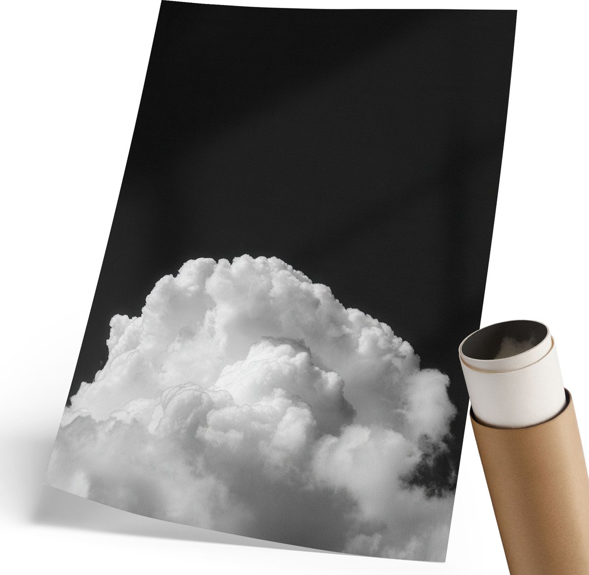 Coloray Polycanvas Poster - Zwarte Wolken, Fotografie - 210 x 297 mm - Zwart-wit Illustratie - Rechthoek - Decoratieve poster - Woonkamer, Slaapkamer, Kantoor - Modern