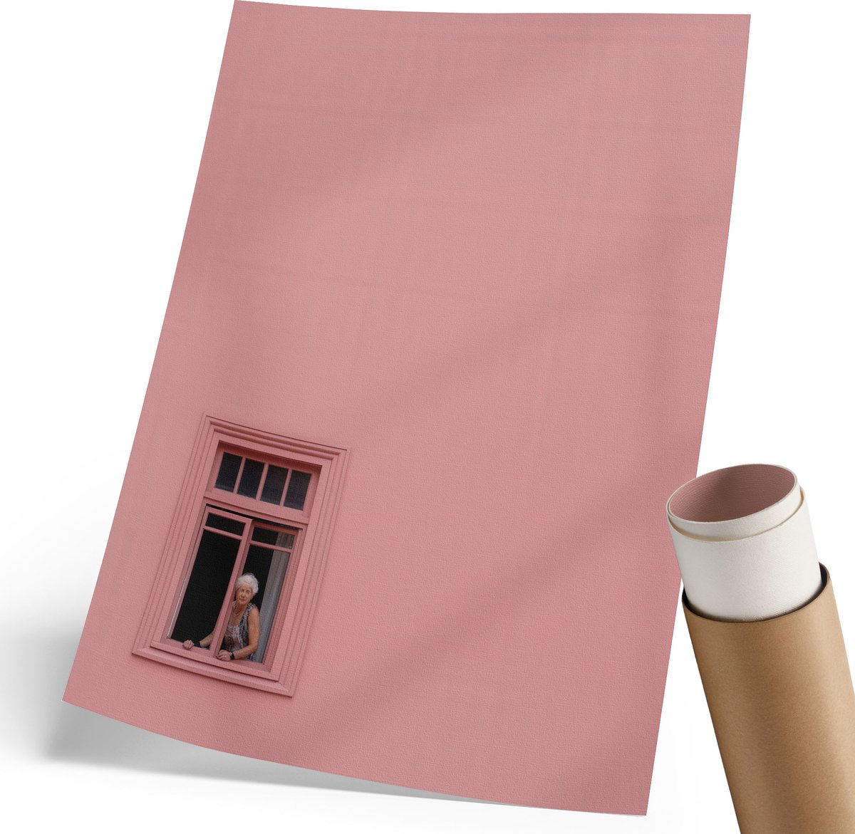 Wallfluent Polycanvas Wandposter - Glimlach, Illustratie - 297 x 420 mm - Grijs Poster - Rechthoek - Wandkunstwerk - Woonkamer, Slaapkamer, Kantoor - Retro