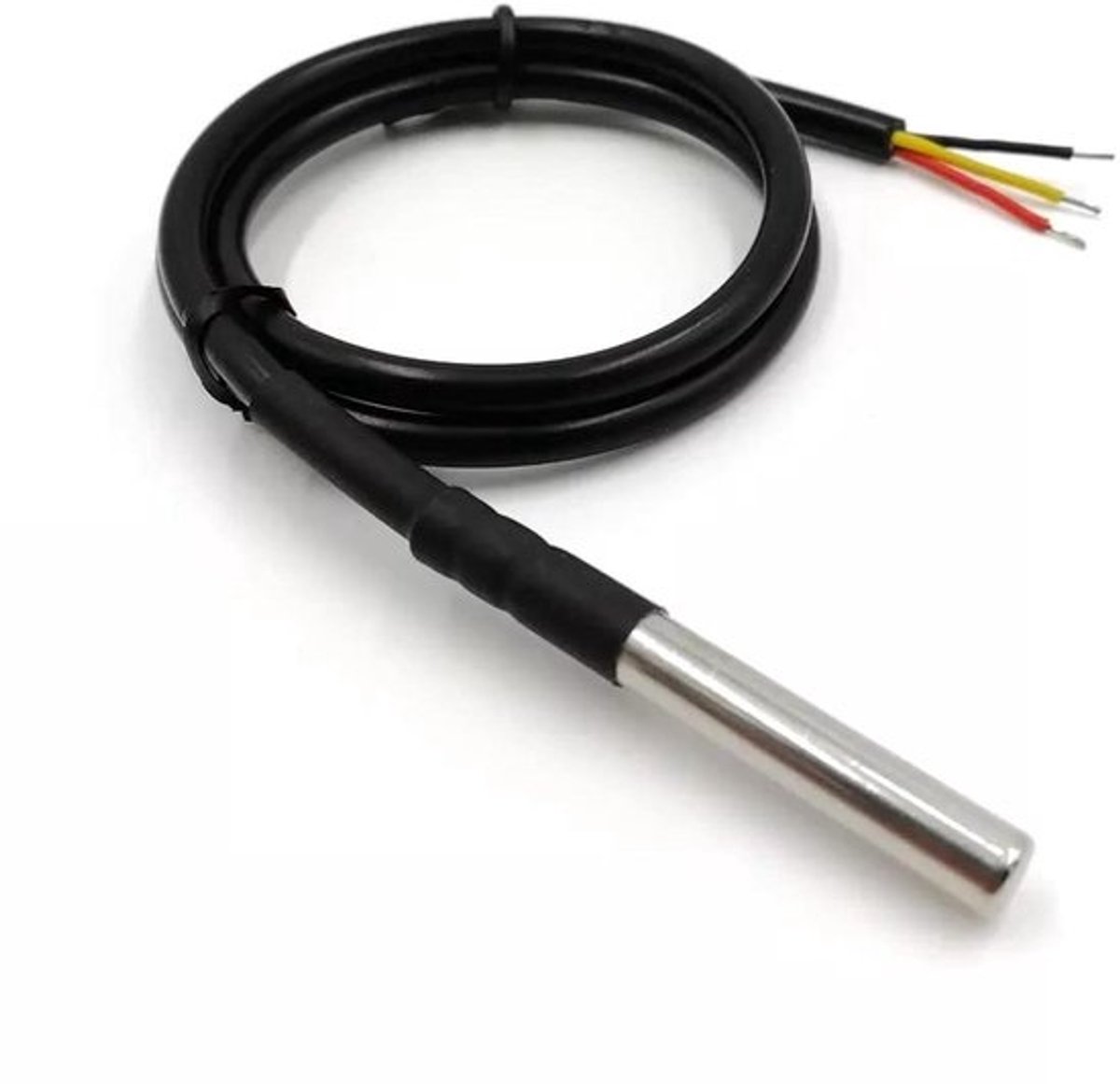 Temperatuursensor - DS18B20 sonde - Projecten meten - Roestvrijstalen behuizing - 100 cm kabel - Zilver