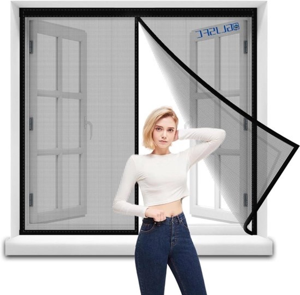 Horraam - Vliegengaas Raam - Insecten Buiten Houden - Zonder Boren te Installeren - 205x160cm - Zwart