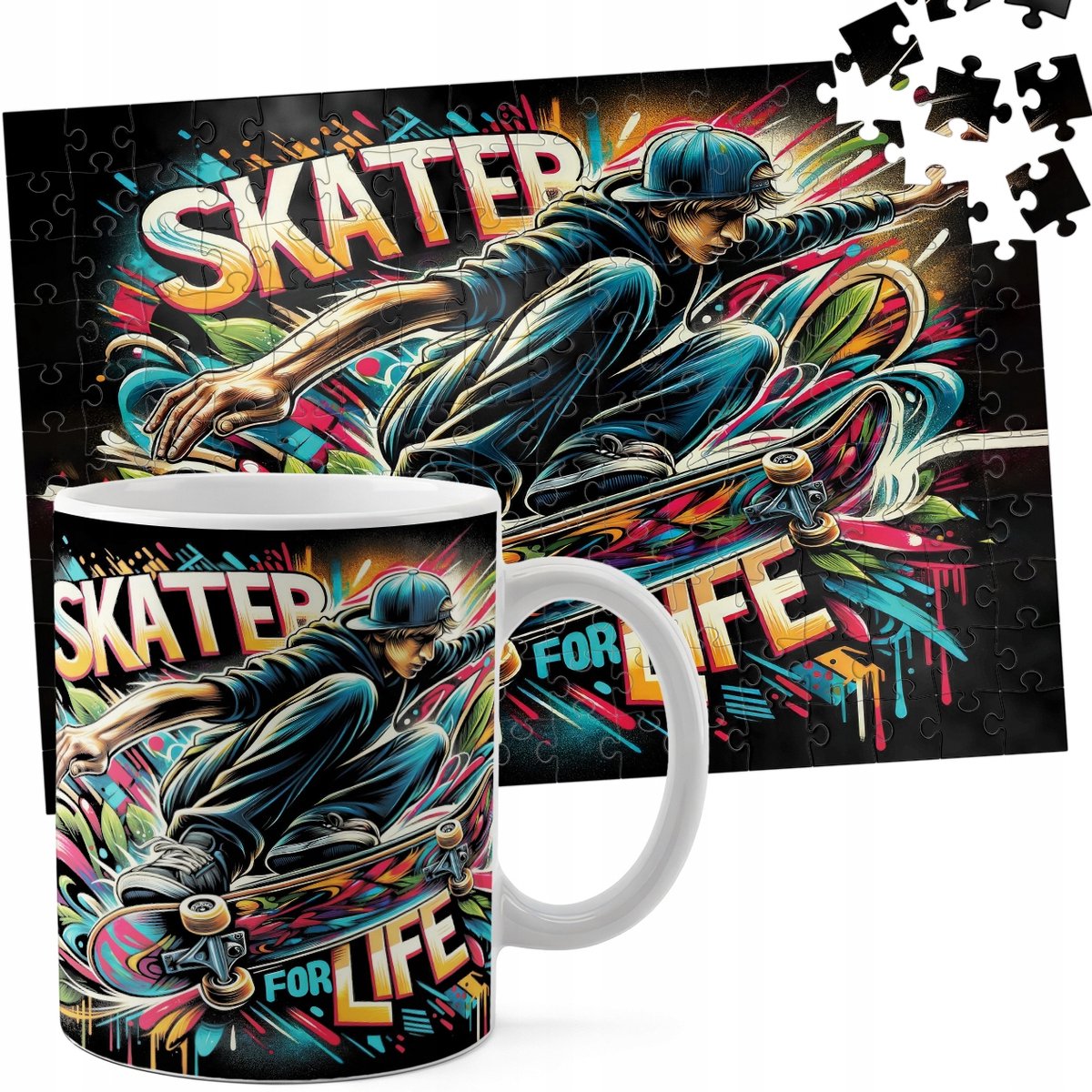 Set: Mok + 110-delige Puzzel - Skate Sport Thema