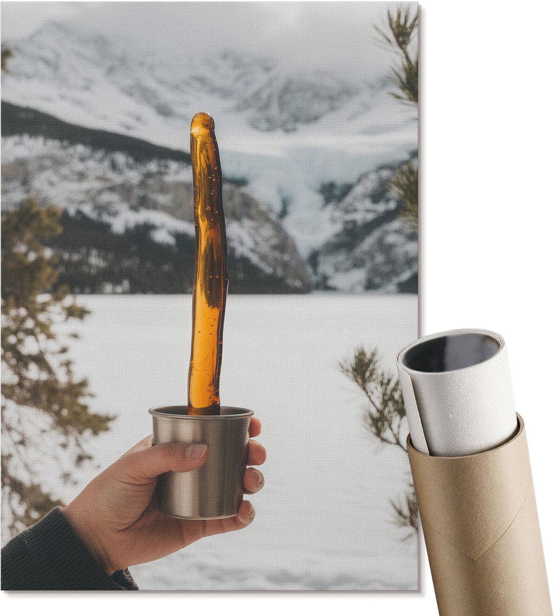 Coloray Polycanvas Wandposter - Winterlandschap, Fotografie - A4 - Bruin Motief - Rechthoek - Canvasposter - Woonkamer, Slaapkamer, Kantoor - Modern