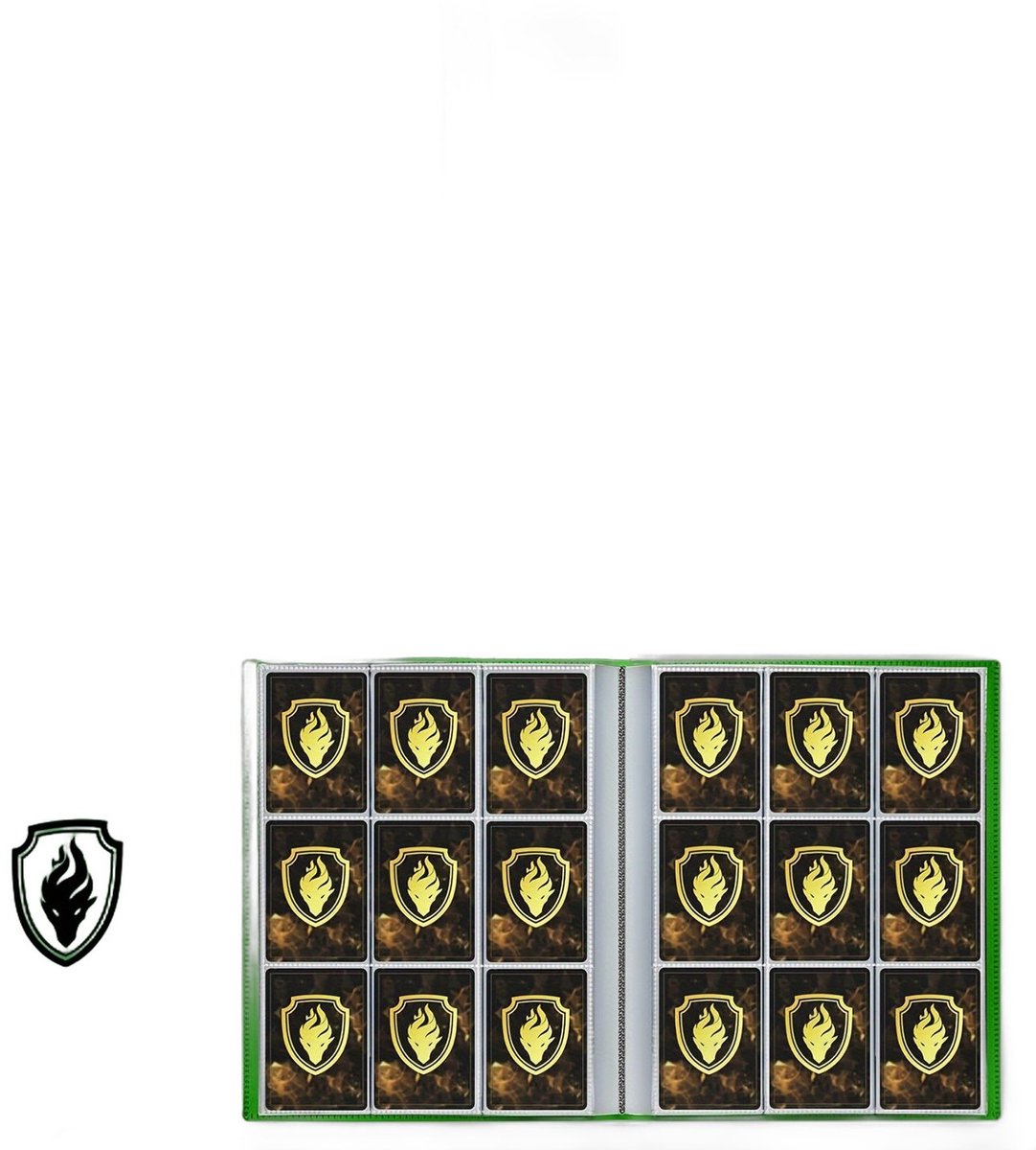 Currero Toploader Binder - Verzamelmap Kaarten - Geschikt voor Pokemon - 4 Pocket - 9 Pocket - 12 Pocket - Trading Card Map - Toploadermap - Groen - 396 Kaarten
