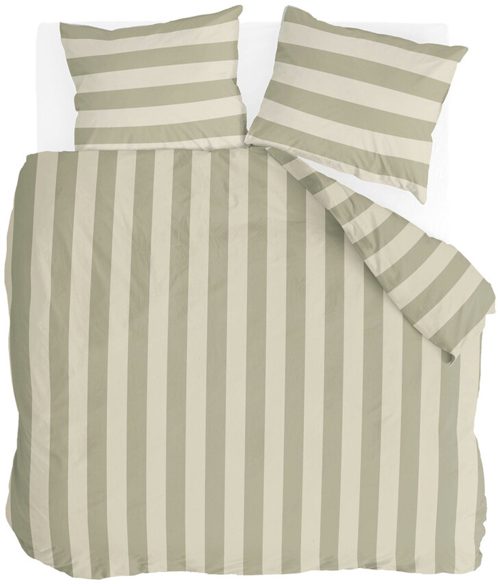 Walra Dekbedovertrek Straight Lines - 200x220 - 70% gerecycled Katoen (GRS) / 30% Katoen (BCI) - Groen