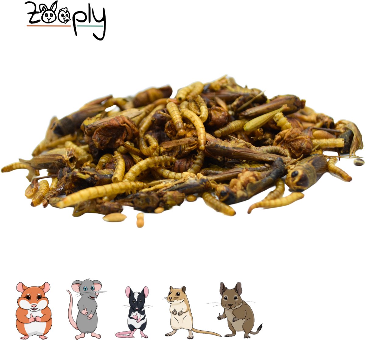 Zooply Insectenmix - Kruiden & Snacks - 100% natuurlijk - Voor hamsters, gerbils & ratten - 100 gram