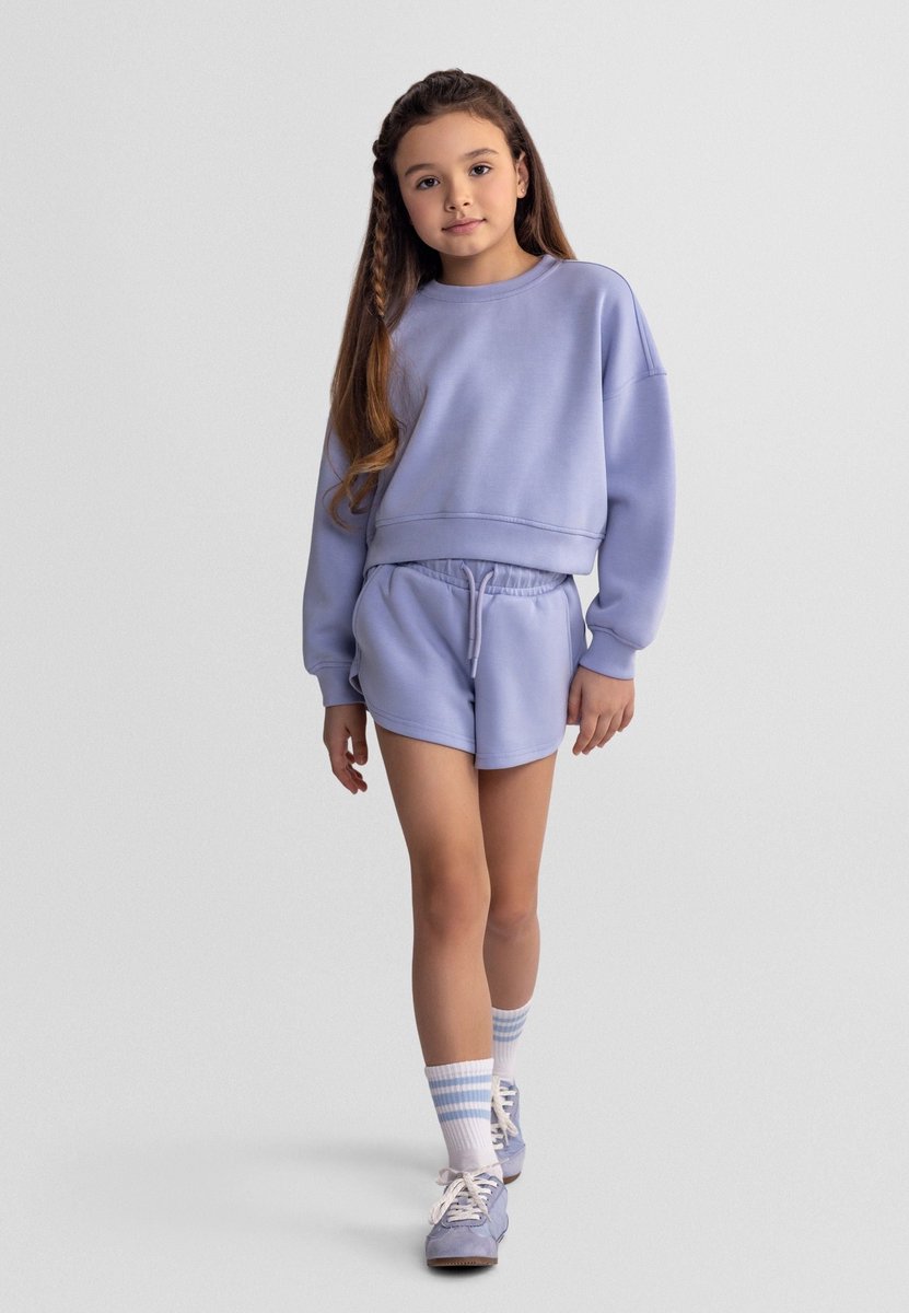 Minoti kleding set meisjes sweatshirt en short - lavendel