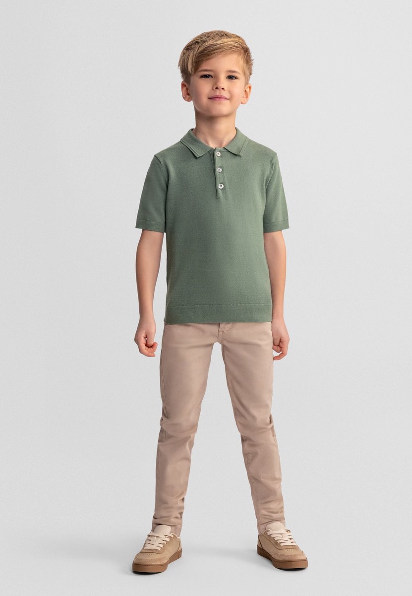 Minoti polo jongens gebreid - viscose - groen