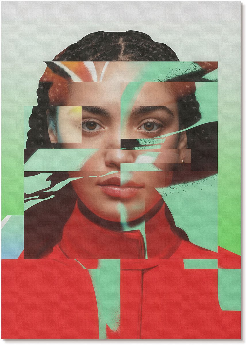 Tulup Polycanvas Wandposter - Modern Portret, Illustratie - A4 - Rood Illustratie - Rechthoek - Interieurdecoratie - Woonkamer, Slaapkamer, Kantoor - Modern
