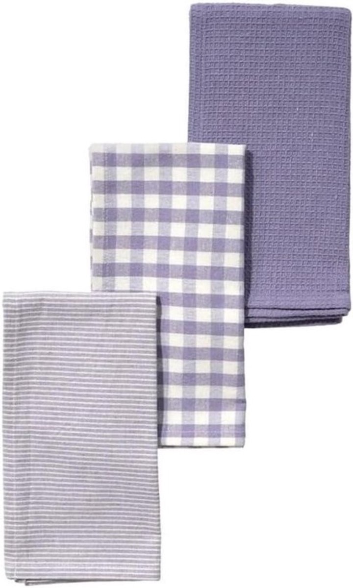 Theedoek Set - Keukendoeken Keukendoek - Keuken Schoonhouden - Zeer Absorberend - 50x50 cm - Lila