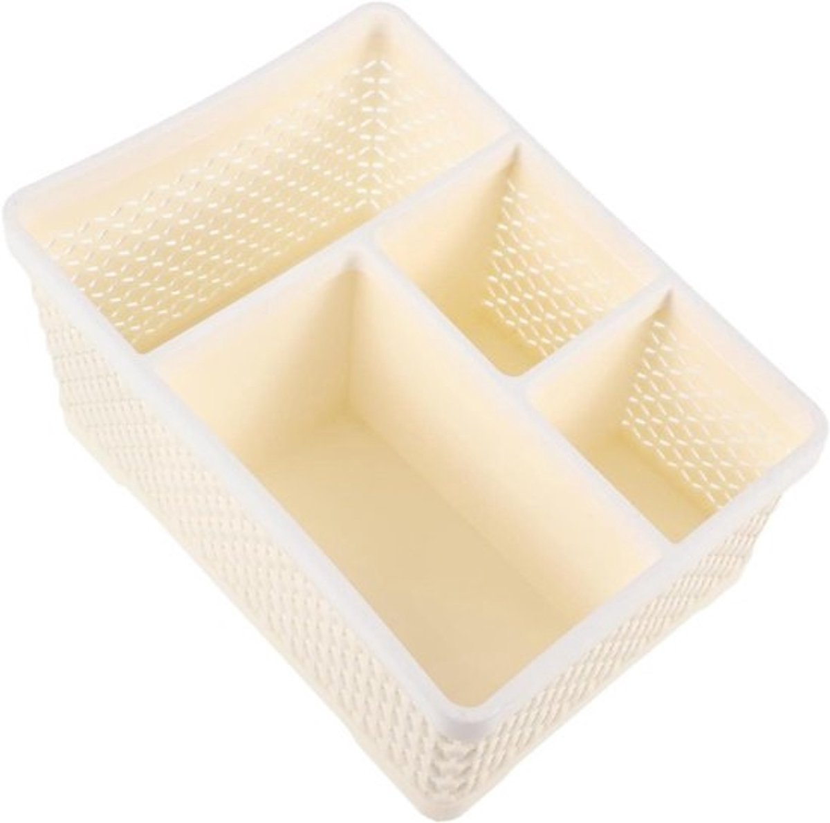 Make-up Opberger - Cosmetica Organizer - Bureau Opruimen - Vier Compartimenten - 14x18.5x10 cm - Beige