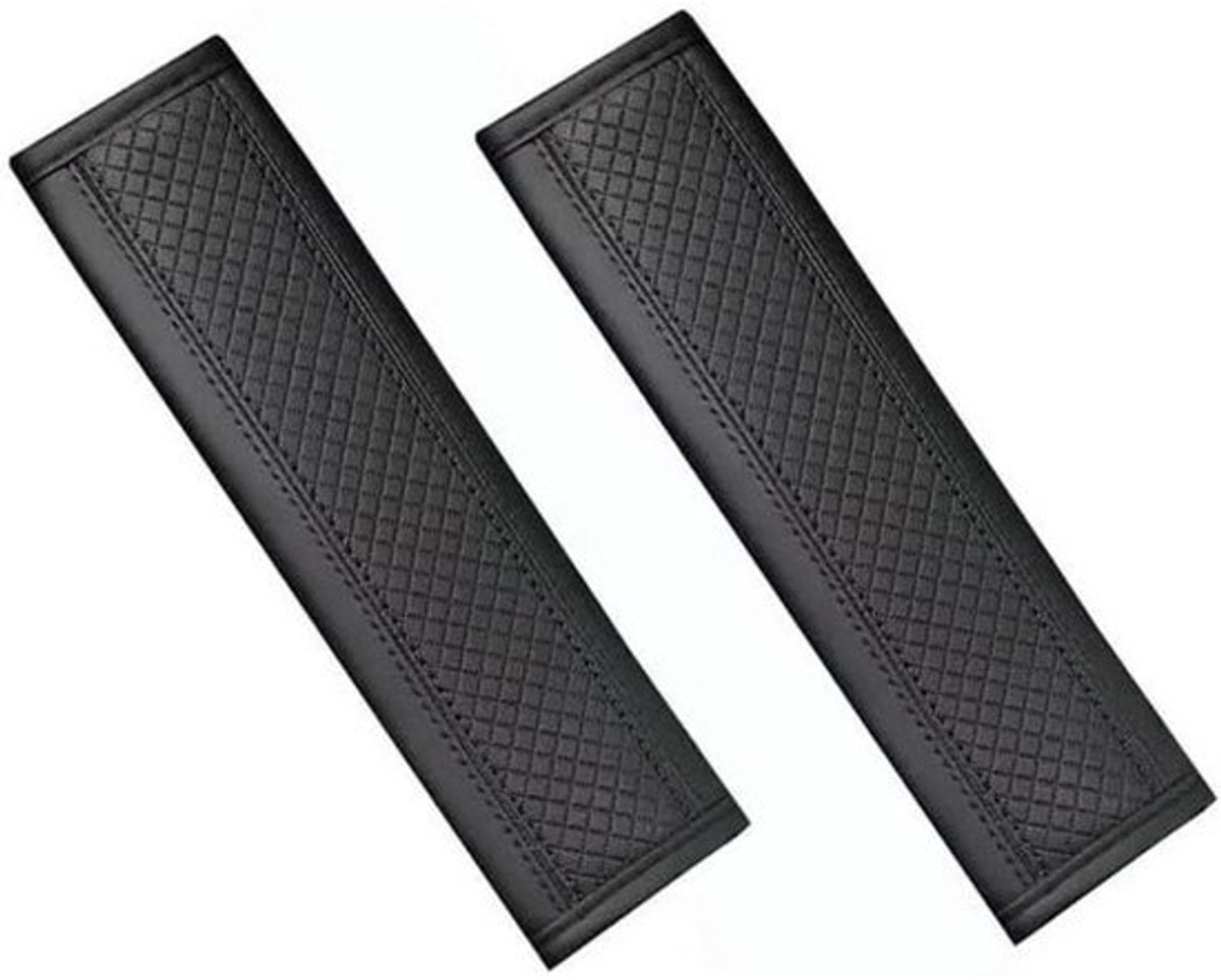 Gordelhoes Set - Schouderkussen Riem - Comfortabel Rijden - Ruitpatroon Design - 2 Stuks - Zwart