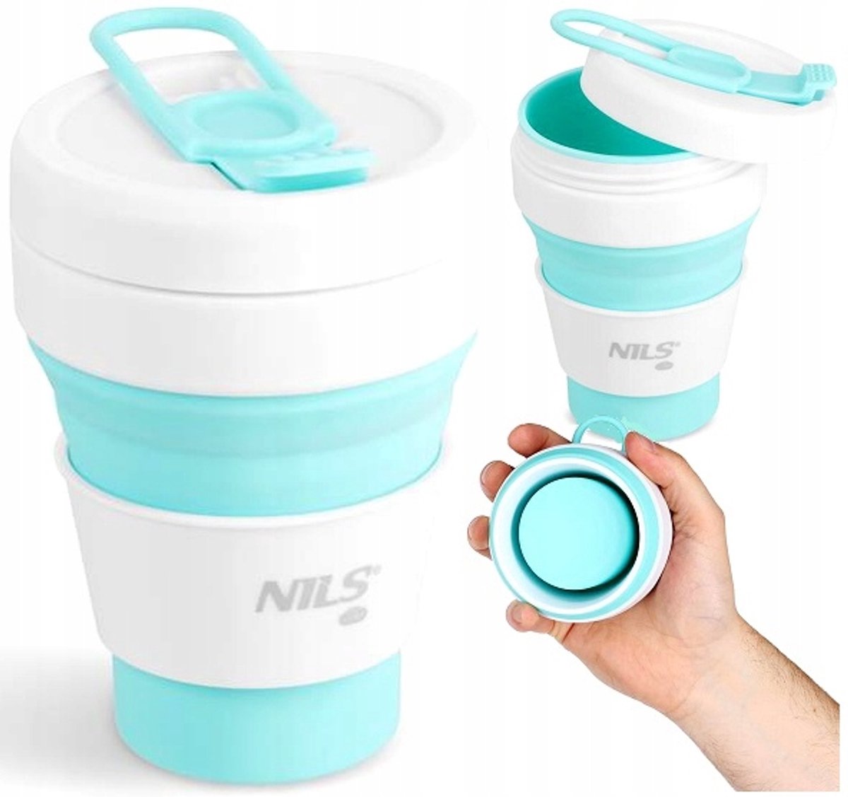 NILS CAMP Opvouwbare Siliconen Bidon 355ml - Mint Groen